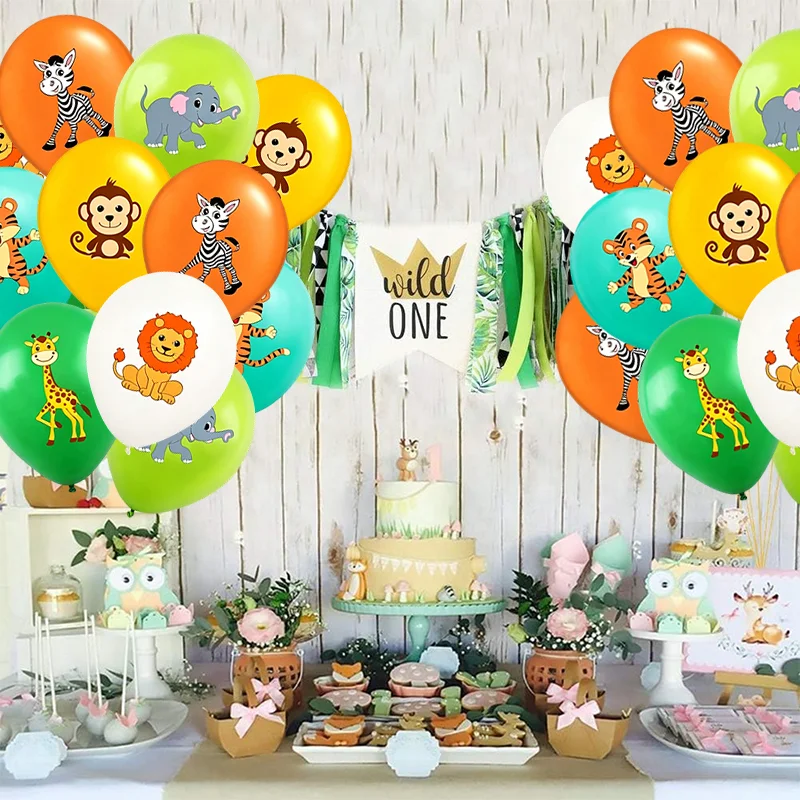 10/20/30 Globos de Látex de Animales Variados de 12 Pulgadas, Artículos para Fiestas, Globos de Animales Salvajes de la Selva, Decoraciones para Fiestas de Cumpleaños Infantiles