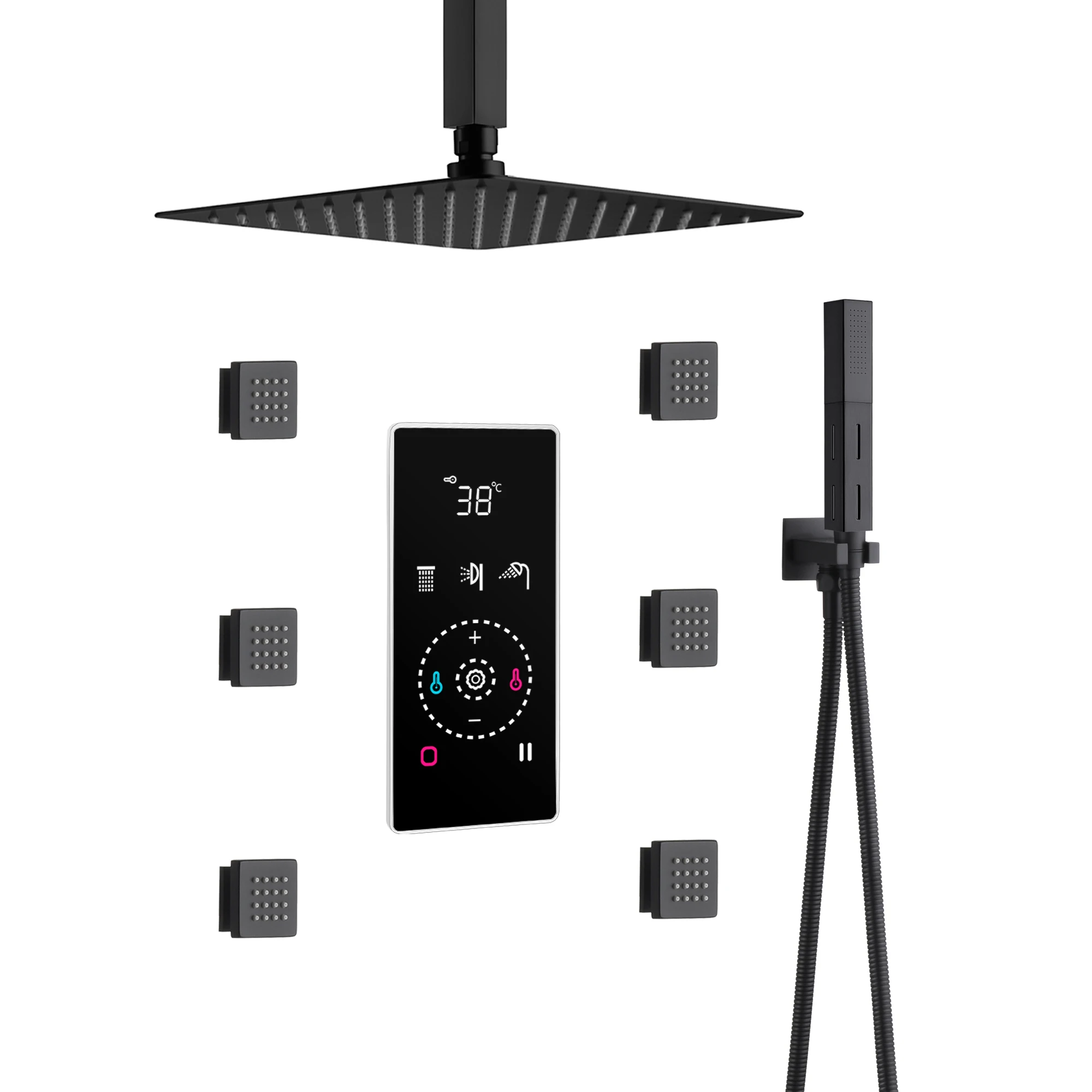 Cabezal de ducha de 2 funciones Ducha de hogar inteligente Grifo de ducha de 3 funciones Pantalla digital táctil Ducha de panel inteligente