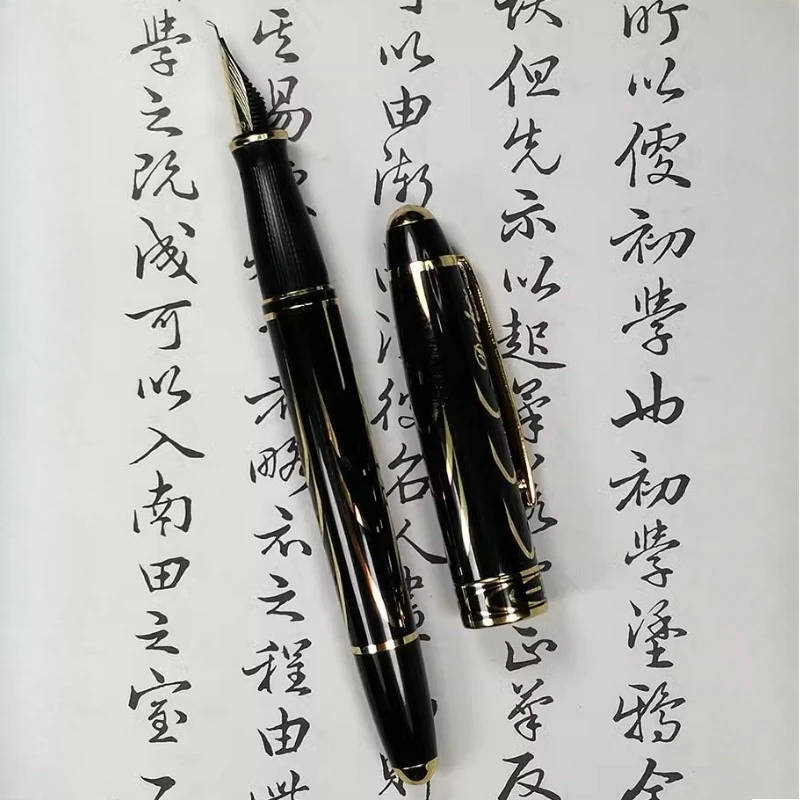 

New-Duke Deluxe металлическая перьевая ручка с гравировкой, ручное полированное перо F M 0,5 0,7 мм, гладкая офисная коллекция для письма, студенческая ручка для рисования