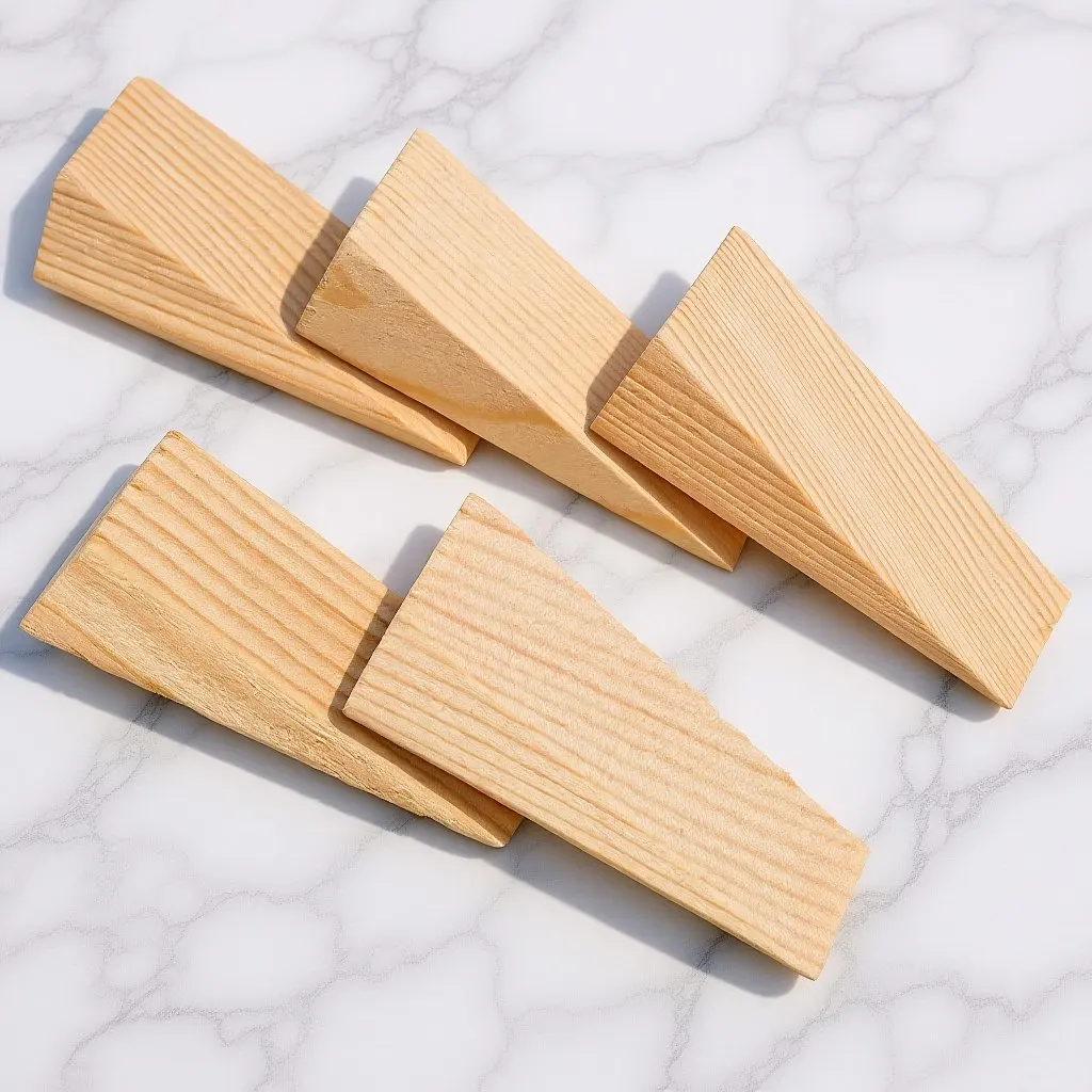 5Pcs Sturdy Wooden Door Holder Wedge Triangular Safety Stopper Prevents Slamming Protects Fingers Ideal for Home Office Nursery