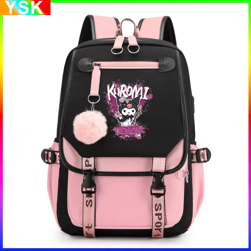 Sanrio Kuromi Schoolbag Junior High School Female Korean Version Large-capacity Casual Backpack Primary School Students Backpack