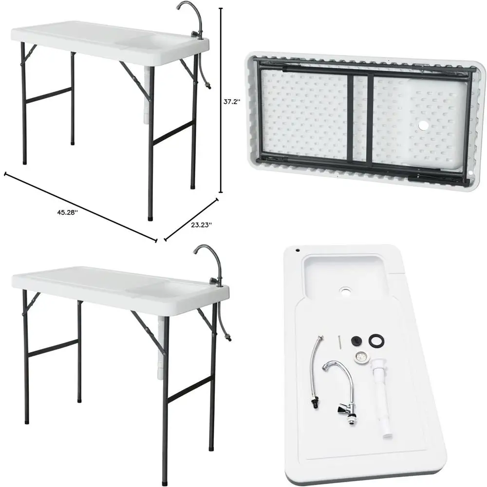 

Portable Camping Sink Station with Utility Sink and Hose Connection