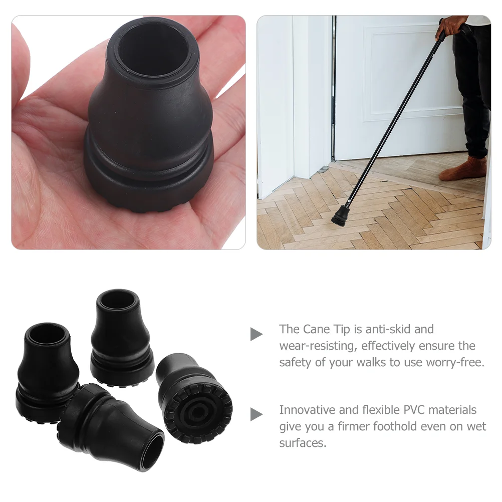 4 Pcs Crutch Pads Walking Stick Climbing Cane Foot Cover Trekking Poles Plastic Head Pvc Replacement