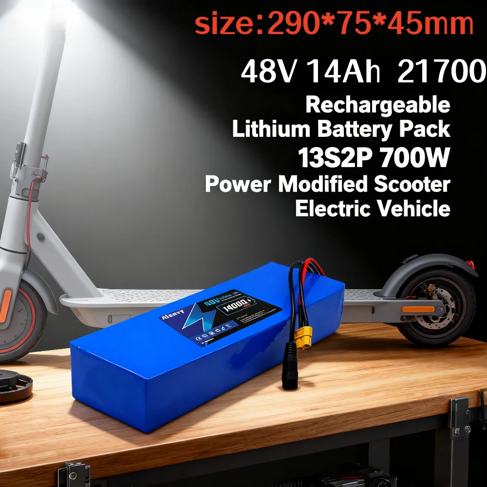 

48V 14Ah 21700 battery pack 13S2P 14000mAh built-in BMS, 250W-700W scooter battery electric commuting tool.