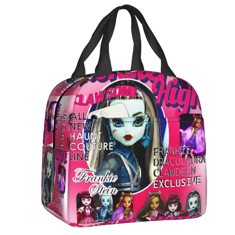 

2025 Custom Draculaura Insulated Lunch Bag for Women Leakproof Cartoon Animation Tv Thermal Cooler Lunch Box Office Work School