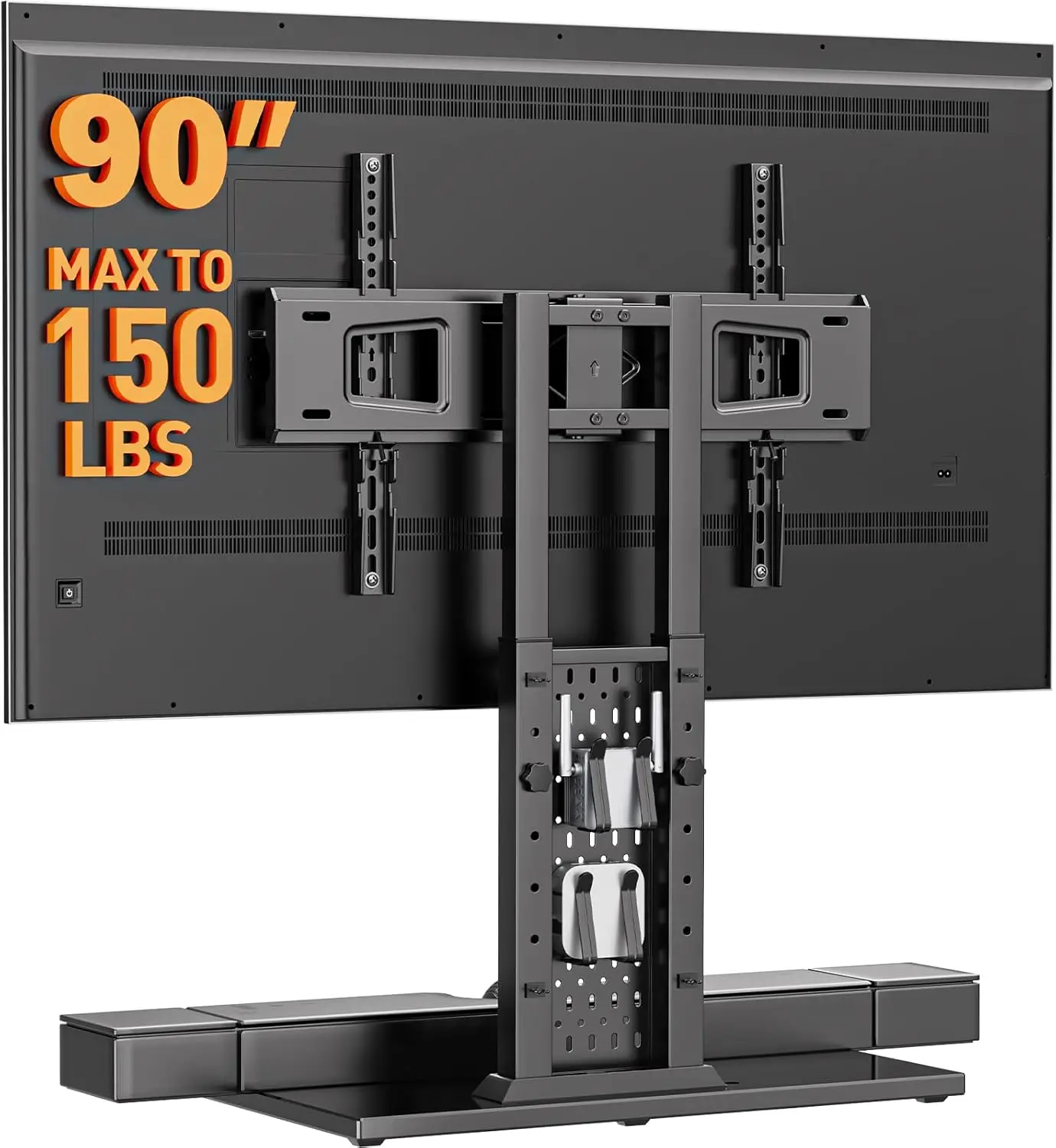

Universal Swivel Tv Stand With Pegboard Storage, Height Adjustable Table Top Tv Stand Mount For 42-90 H Tvs, Up To 150 Lbs With