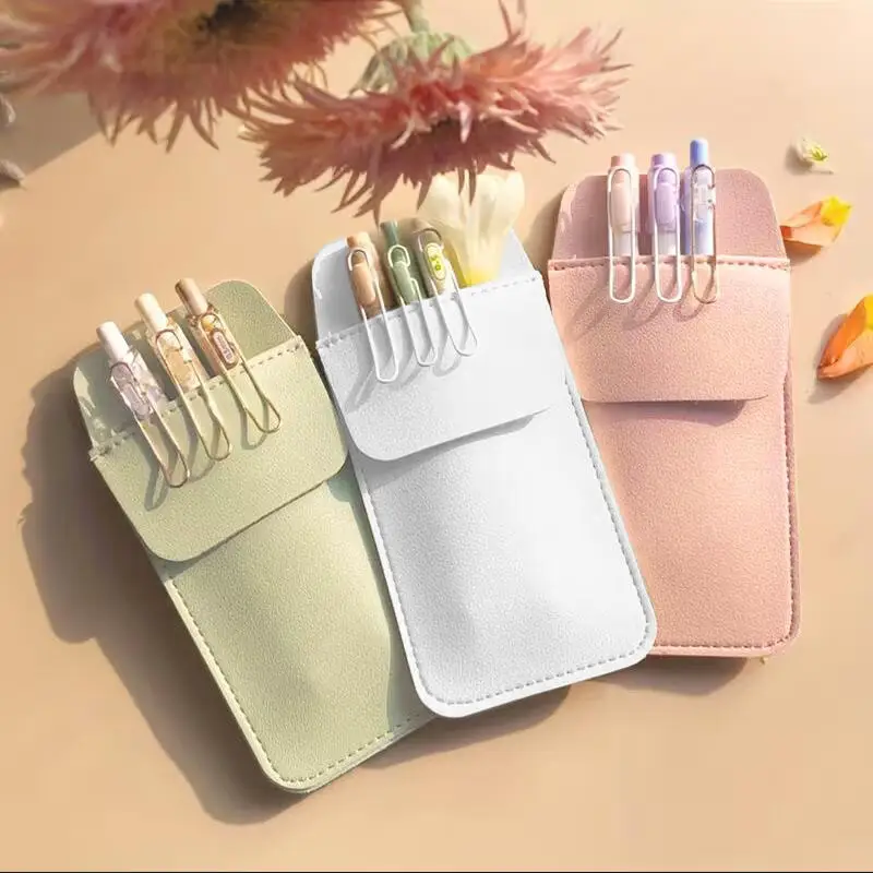 

Moranti colored PVC leather nurse pen case, double-layer anti-ink leakage pocket, white coat storage pen case