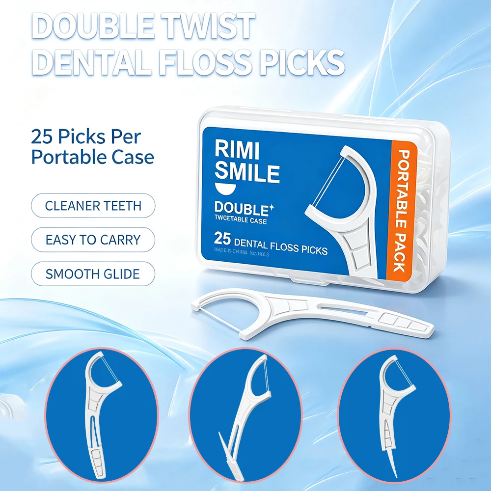 250 Count Double String Floss Picks, Portable Disposable Dental Flossers for Daily Teeth Cleaning