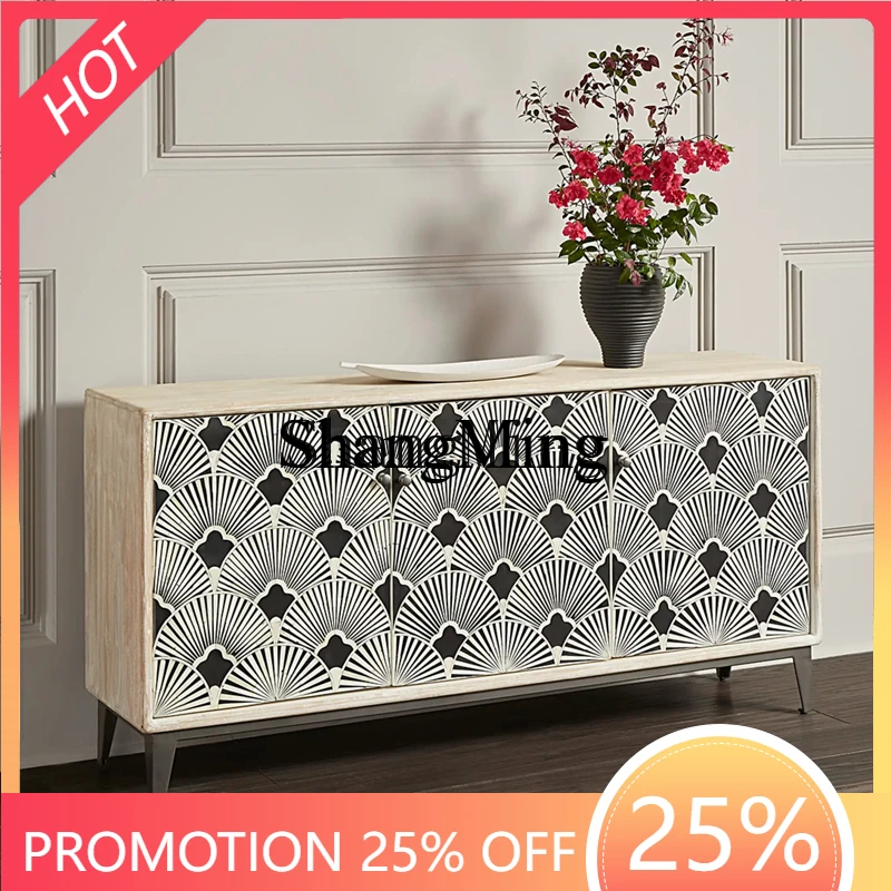 

FG good-looking retro solid wood decorative cabinet foyer hand-painted entrance living room dining side cabinet partition
