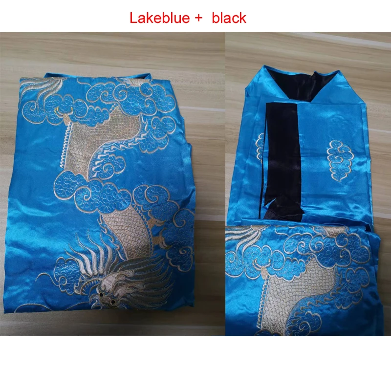 Novidade reversível preto vermelho feminino kimono yukata cetim bordado dragão camisola um tamanho robe vestido dois lado pijamas