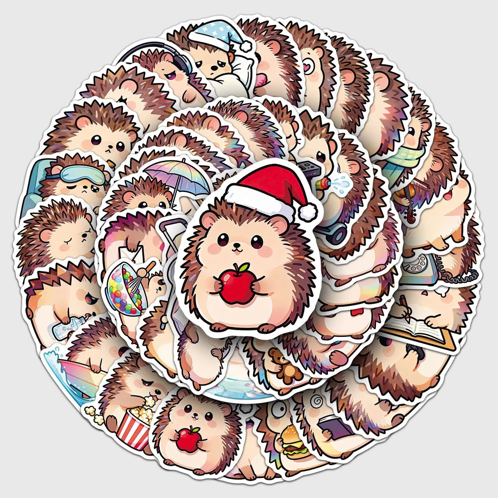 50PCS Kawaii Hedgehog Animal Graffiti Stickers Cartoon Funny Creative Decorative Phone Case Diary Scooter Wardrobe Decal Toy