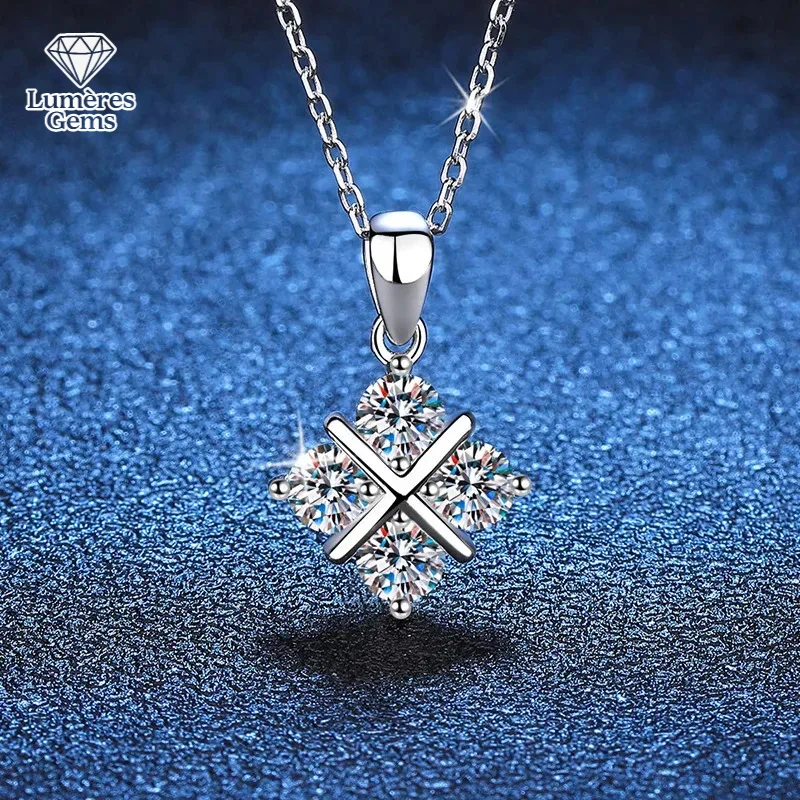 

18K Diamond Pendant PT950 Platinum Moissanite Necklace Dream Catcher Cross With Simple Temperament