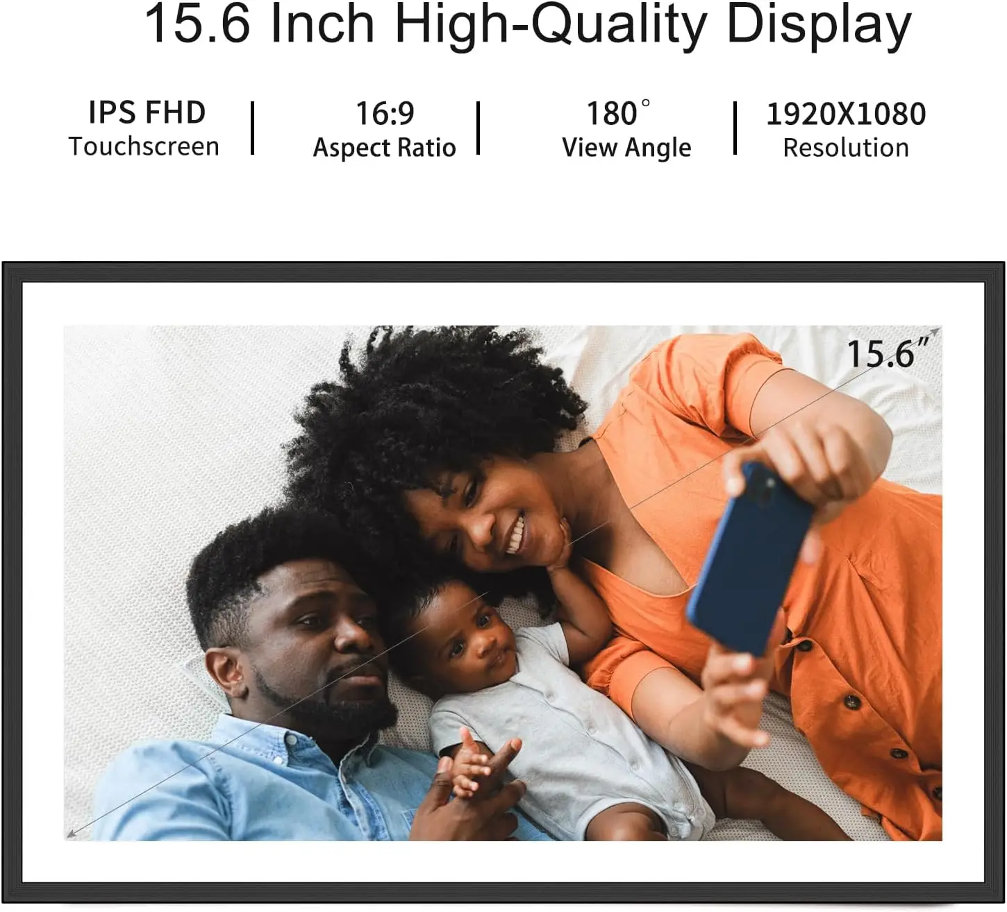 إطار الصورة الرقمية 15.6 بوصة 32 جيجابايت واي فاي شاشة كبيرة HD تعمل باللمس IPS 1920*1080 إطار ذكي إطار تدوير تلقائي هدايا عيد الميلاد