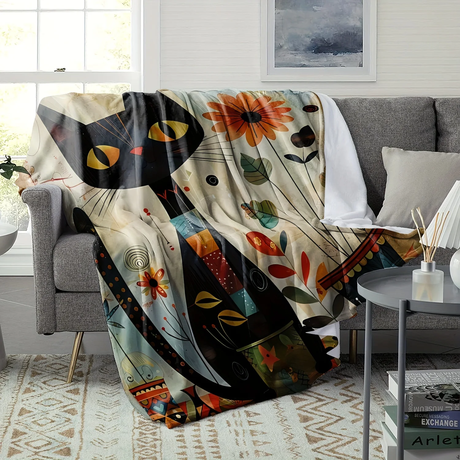 Vintage Mid-Century Modern Style Throw Blanket: Soft and Warm,Perfect for Travel, or As A Pet's Cozy Bed. Geometric Patterns