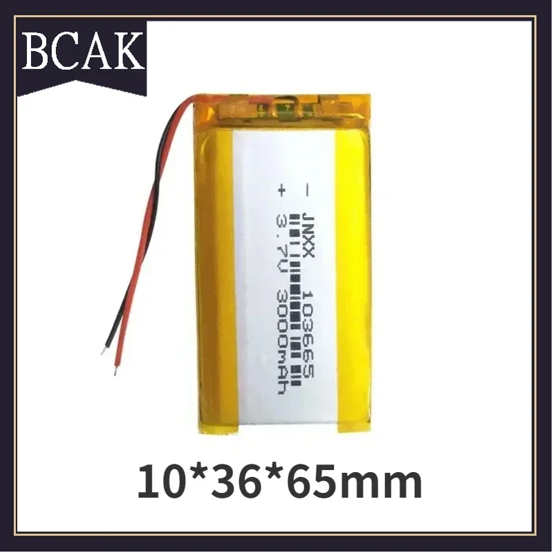 Styl BCAK 103665 Bateria litowo-polimerowa 3,7 V 3000 mAh Jst PH 2,0 mm 2-pinowa wtyczka Li-po Ogniwa do modeli statków Koparka Dron Cyfrowy