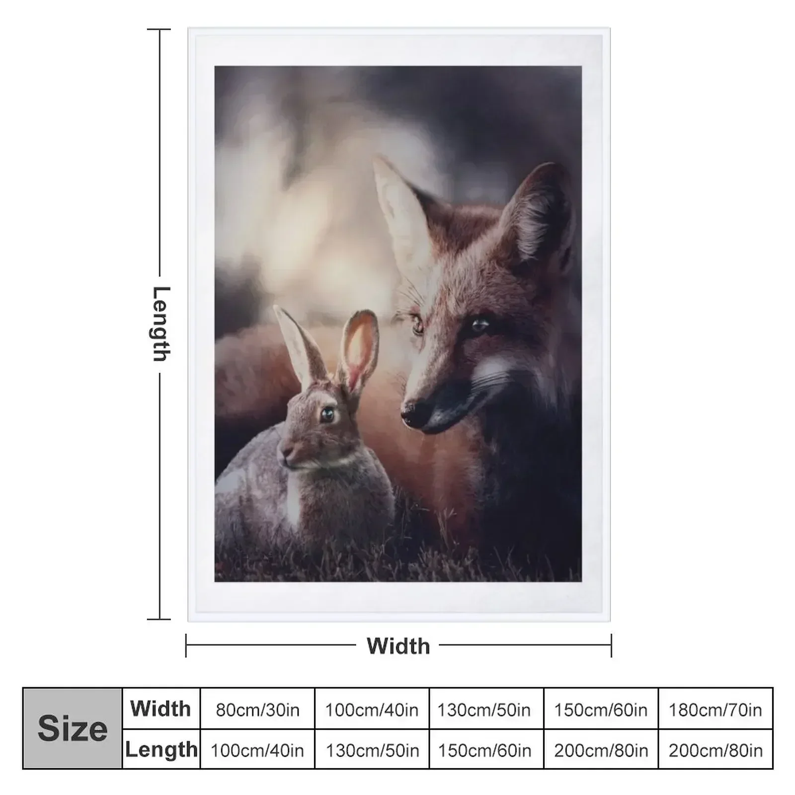 Fox and rabbit Throw Blanket couch cozy soft plush fuzzy picnic outdoor blanket