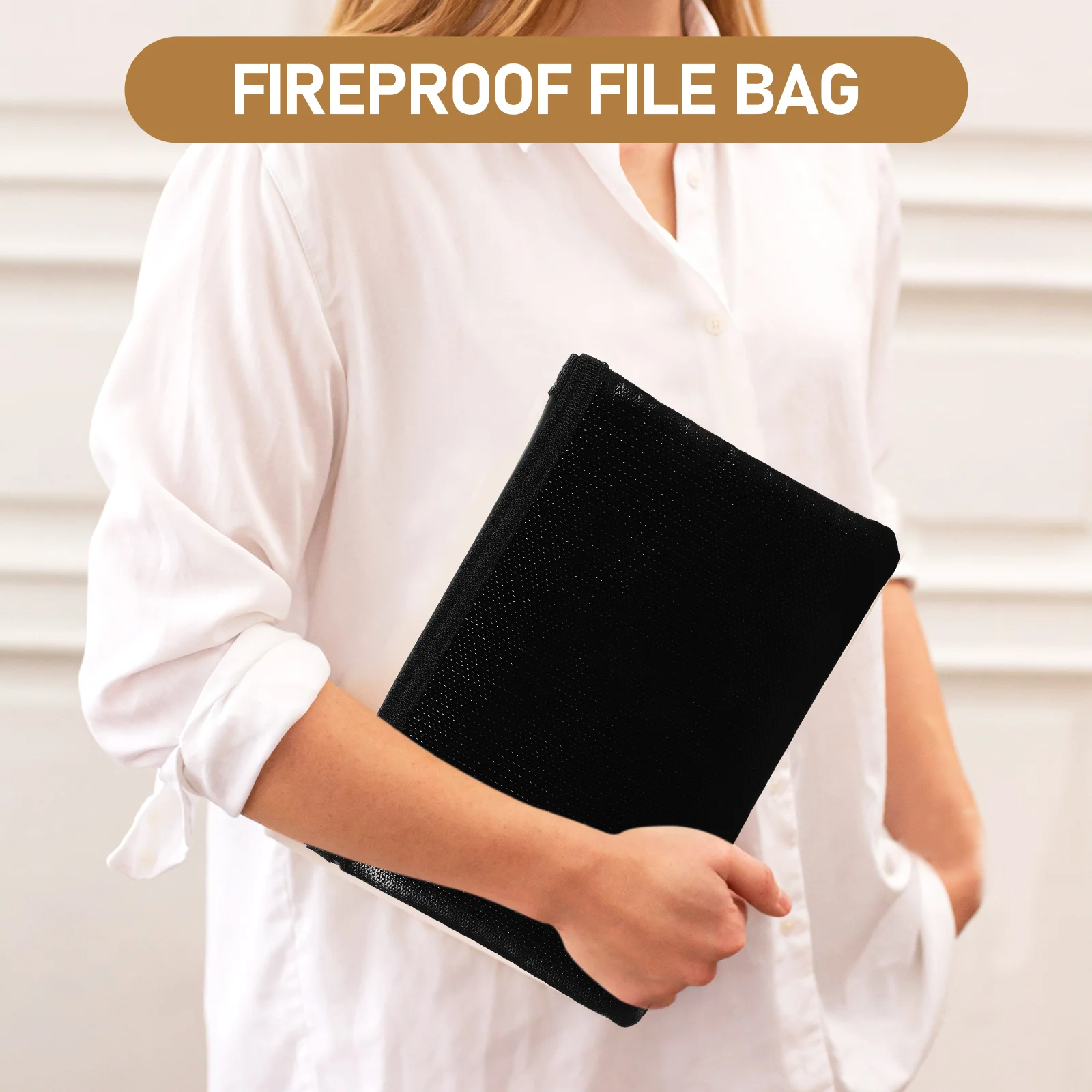 

Document Fireproof Pouch Sturdy File Storage Bag with Zipper Protection for Bills Receipts Ids Travel Essentials Carrier