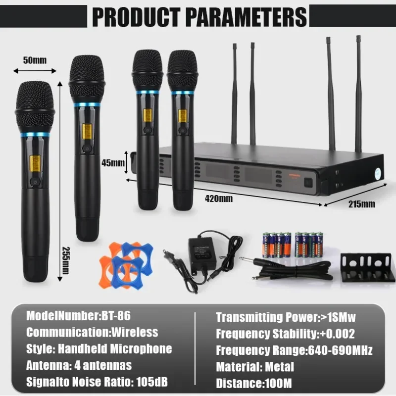 RAYHAYES BT-86 Professionnel Sans Fil Microphone Système touristes Canal UHF ociamique Déterminer Karaoké Mic Offrir Des Cadeaux