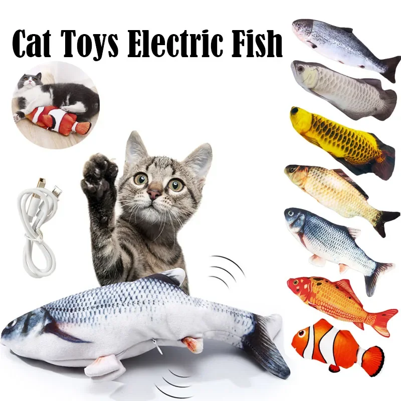 

Electric Cat Toy Fish Pet Cat Toys Simulation Fish Swing Kitten Dance Fish Toy Funny Cats Chewing Playing Supplies USB Charging
