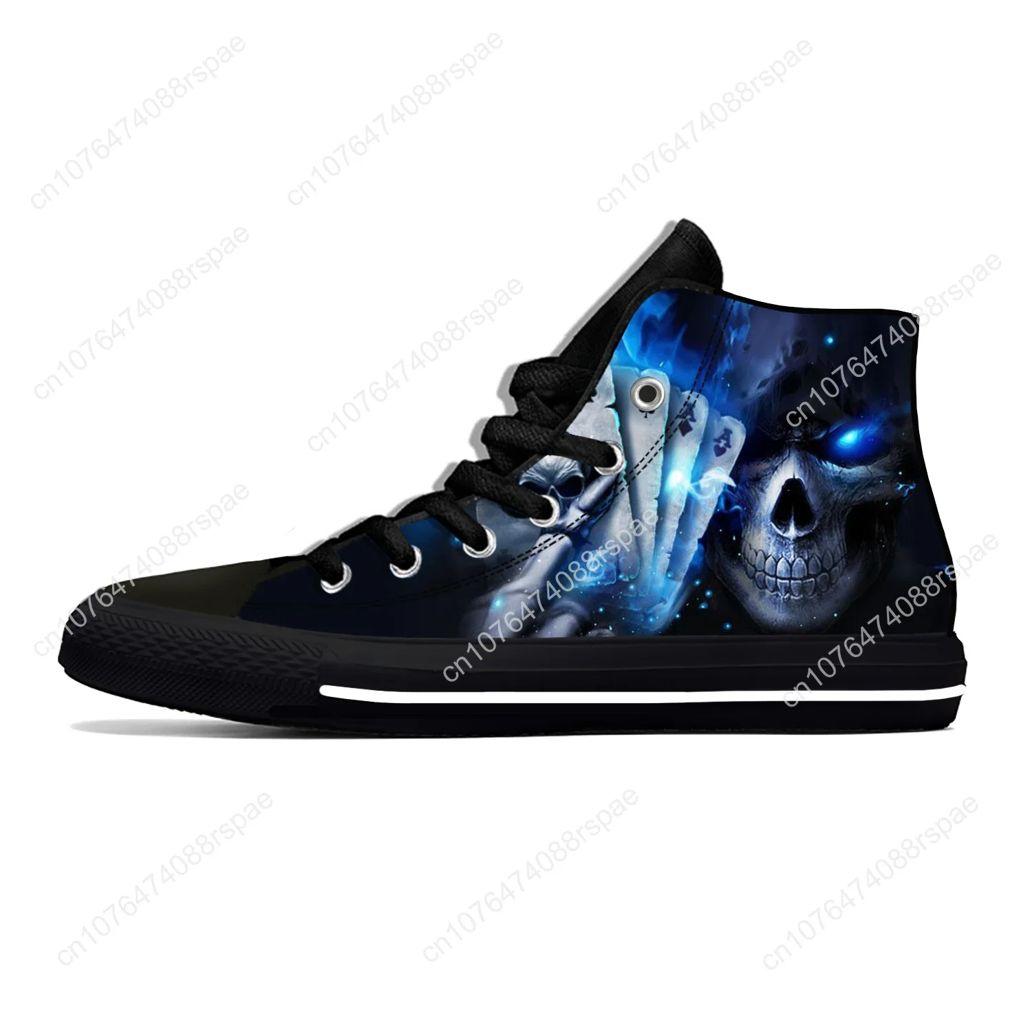 Hot Grim Reaper Death Skull Poker Skeleton Horror scarpe di stoffa Casual High Top leggero traspirante stampa 3D uomo donna Sneakers