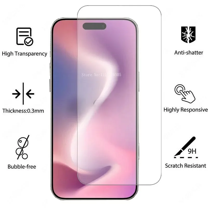 4PCS Tempered Glass For iPhone 16 15 13 12 11 14 Pro Max Screen Protector for iPhone X XR XS Max 14 15 16 Plus Protective Film