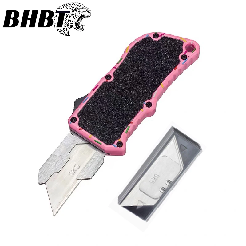 BHBT Mini Aluminum Folding Utility EDC Knife Box Cutter Pocket Utility Knife with Replaceable Blades Belt Clip