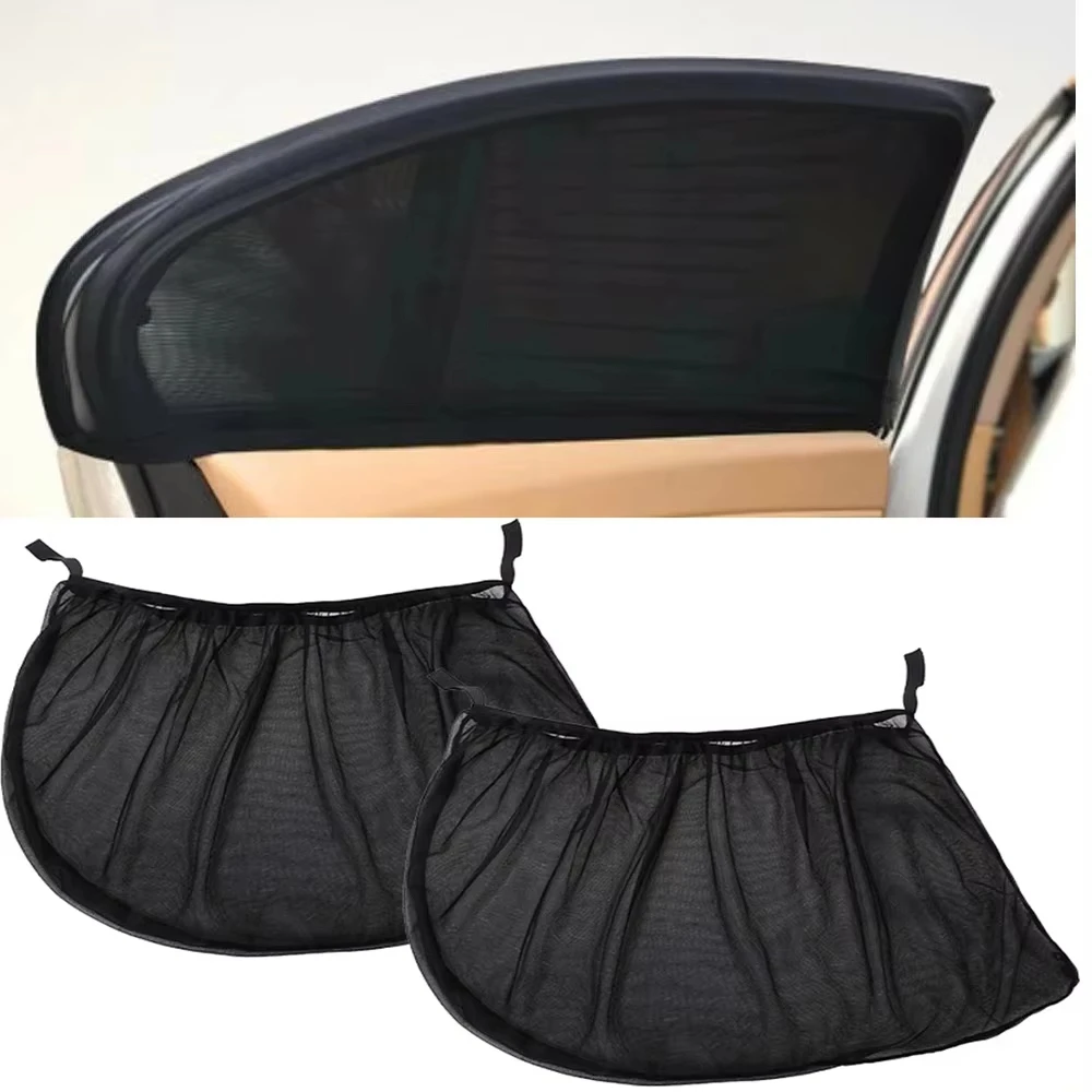 2pcs Car summer mosquito proof curtains, side windows, breathable mesh, heat insulation, multifunctional curtains