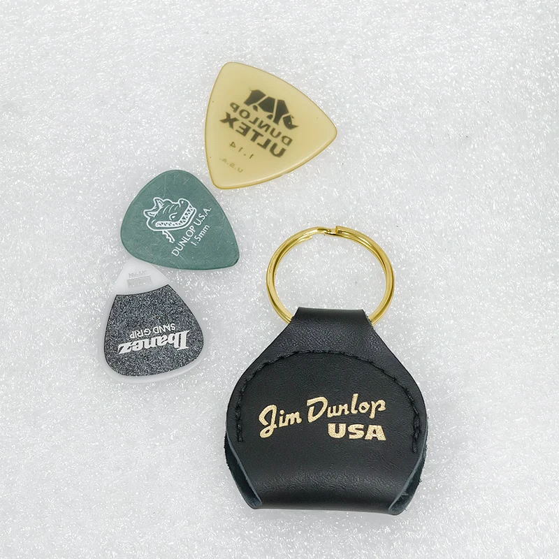 Dunlop Guitar Pick Holder Leather Guitarra Plectrum Case Bag Keychain Shape Guitar Accessories Guitar Parts Holders