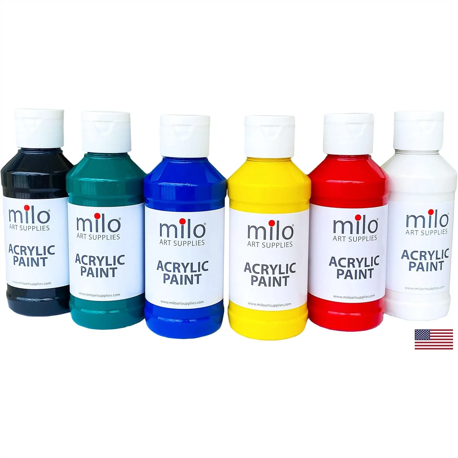 

Acrylic Paint Set of 6 Colors 4 oz Bottles for Canvas Wood Fabric Craft Painting
