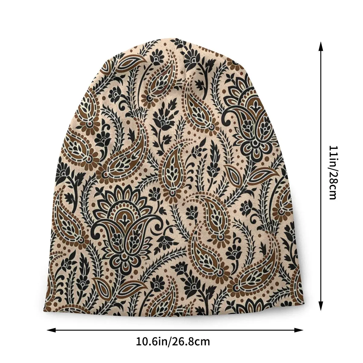 Paisley Babylon Water Drop Brown Men Women Thin Beanies Outdoor Ski Cap Double Layer Fabric Bonnet Hat