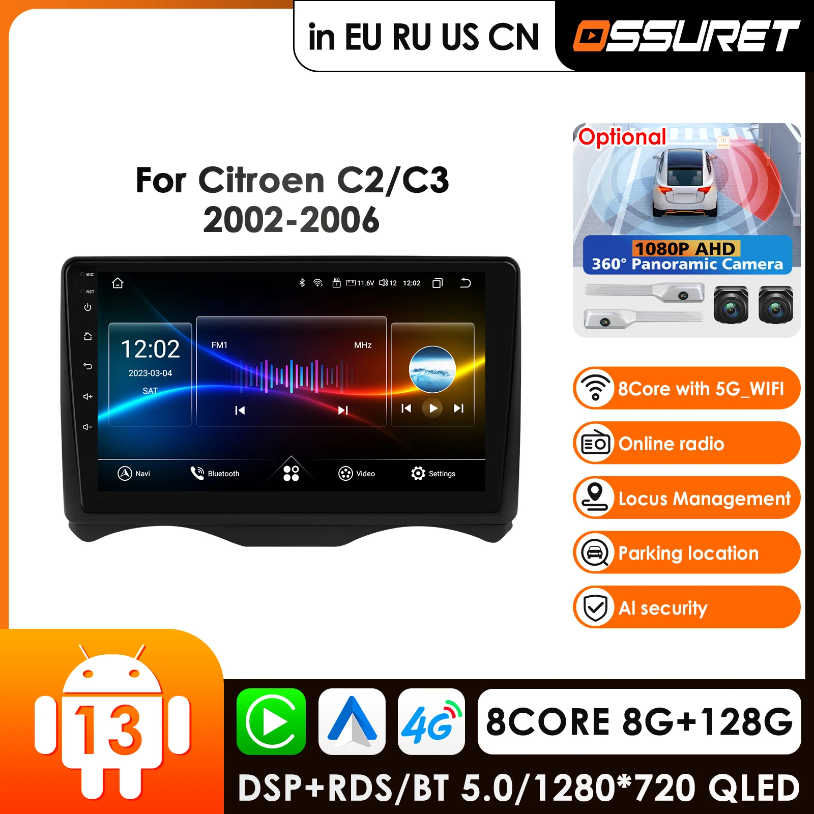 

Carplay 9'' Android AutoCar Radio GPS for Citroen C2 2002 - 2006 Citroen C3 Multimedia Video Player Navigation Stereo Autoradio