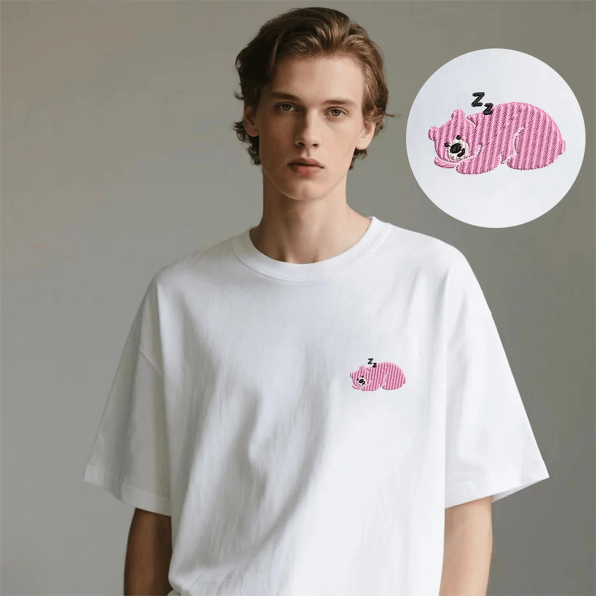 

Fuzzy Men Women T-Shirt Y2K Embroidery Art Luxury Cotton Top Tees Comfy Embroideried Hibernating Print Indoors Nice T-Shirts
