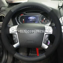 customized Black Leather Suede DIY Car Steering Wheel Cover for Ford Mondeo 07-12 Mk4