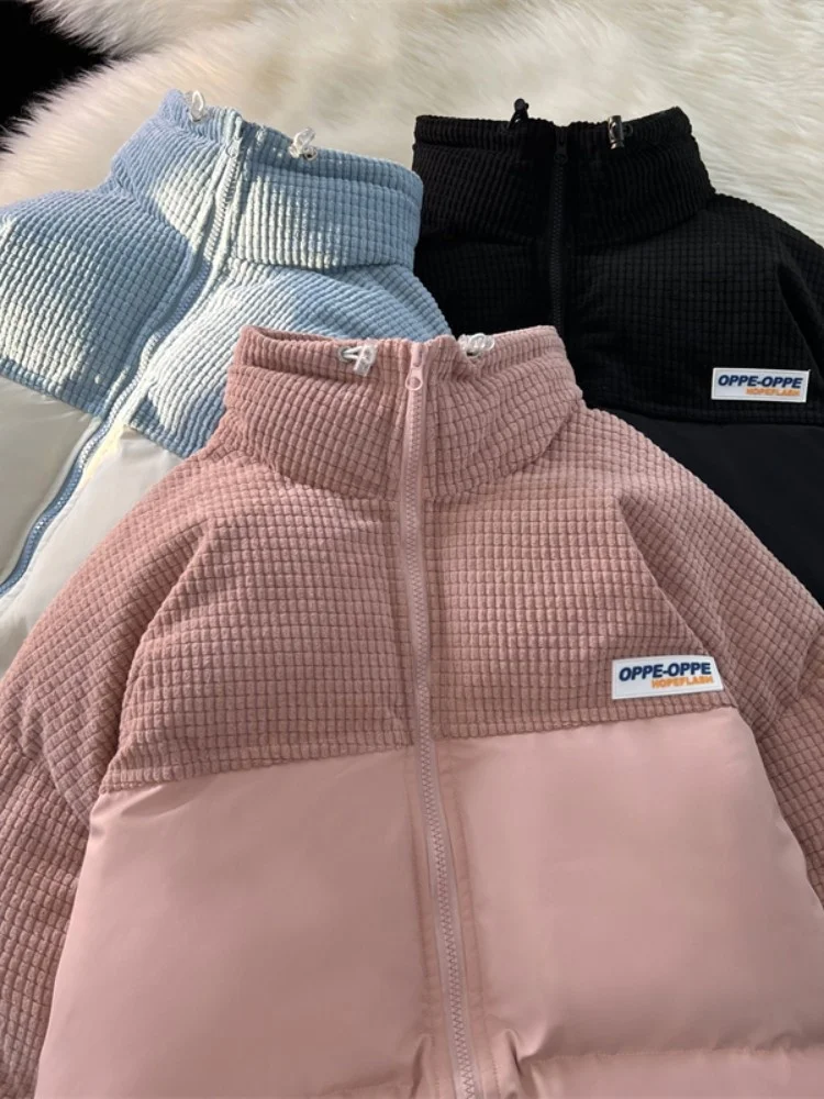 

Couple's Thiened down Cotton Jaet Winter New Sle Men's Faion Brand Warm Splicing Outerwear Casual Long Sve Zipper