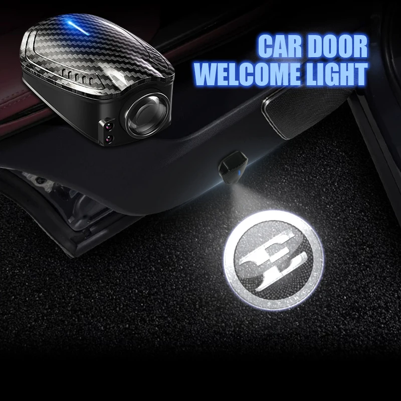 2pcs For Stinger E Logo Sorento Ceed Picanto Sportage Universal Wireless Car Door Charge Led Projector Lights Welcome Lights