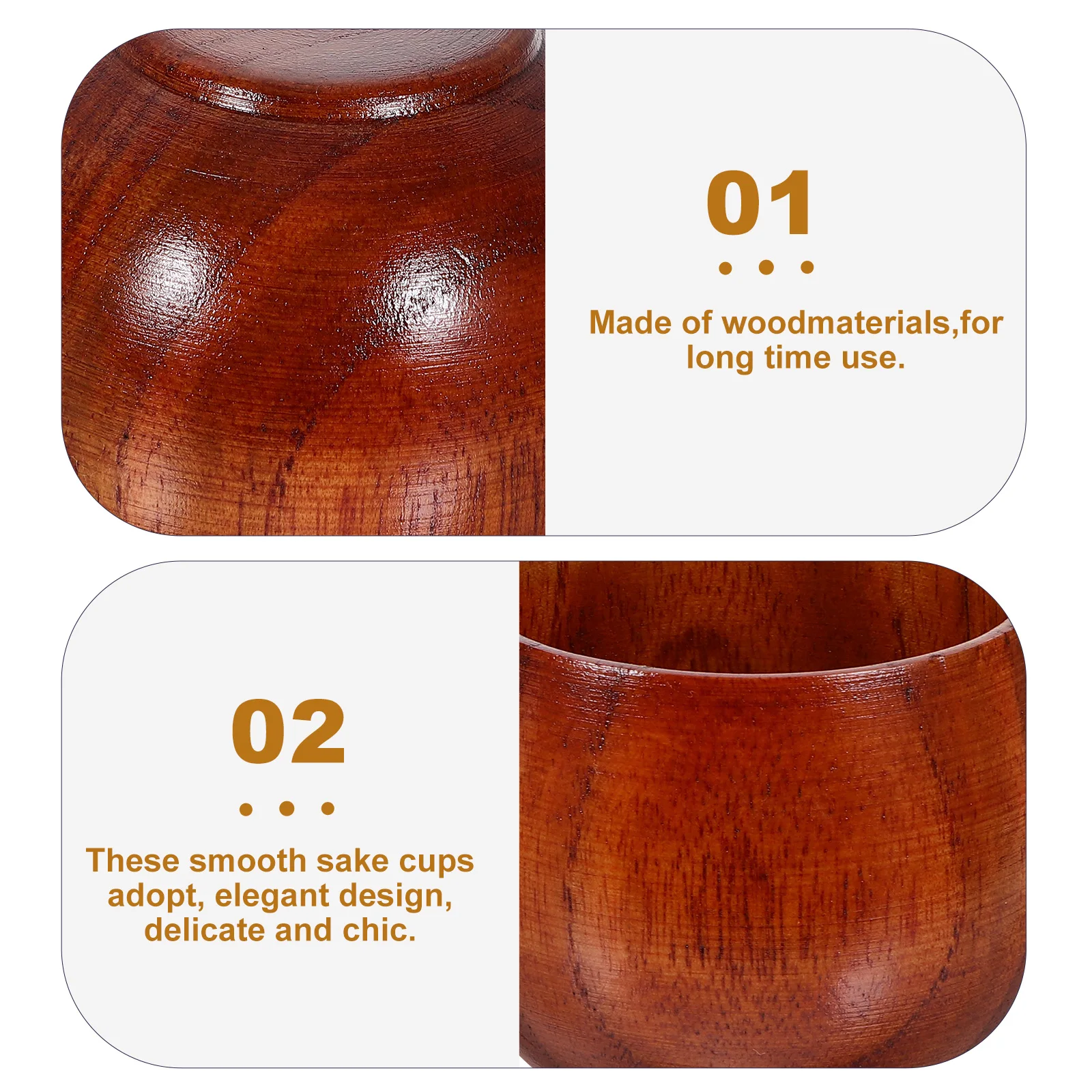 

2pcs 50ml Wooden Sake Cups Japanese Style Tea Cups Solid Mugs Drinking Wood Sake Serving Cup Saki Glass Kitchen Barware