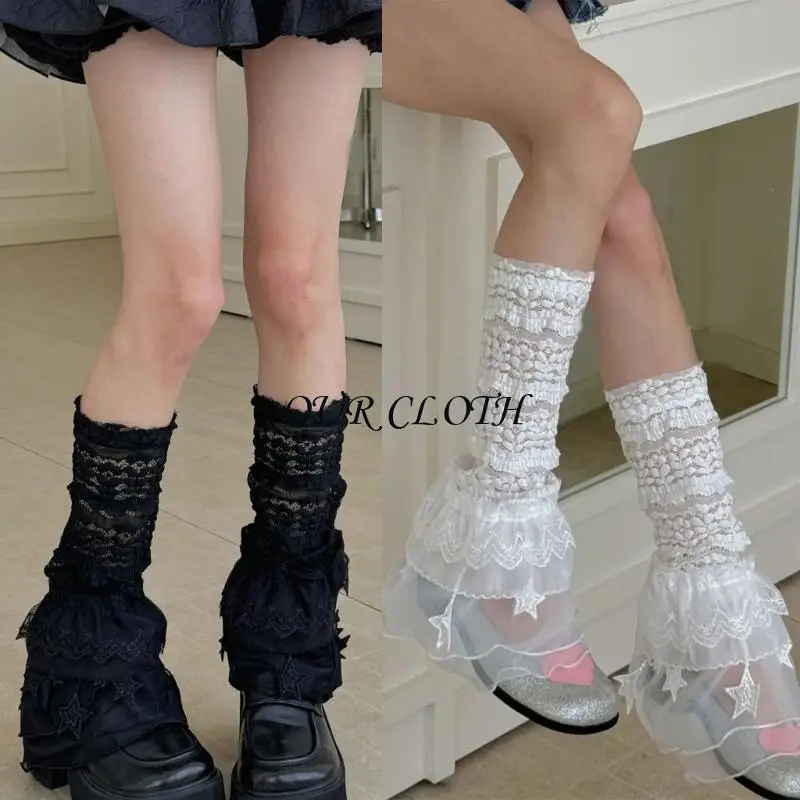 

Women Leg Warmer Harajuk Sweet Leg Socks Mesh Flared Leg Sleeves Streetwear Y1AC