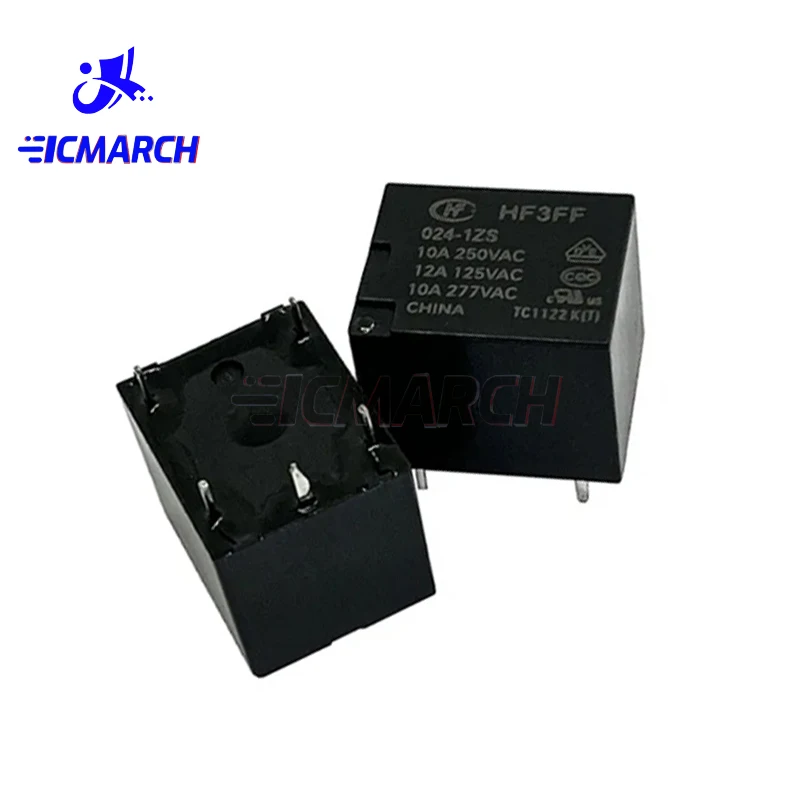 

5PCS HF3FF-005-1ZS Relays 10A 5V 12V 24V JQC HF3FF-012-1ZS HF3FF-024-1ZS 5PIN Relays DC