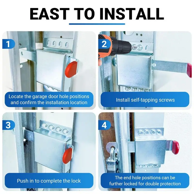 A42T-Steel Garage Door Locking Slide Latch, Heavy Duty Garage Door Lock Essential Garage Door Lock Kit For Most Garage Doors view 5