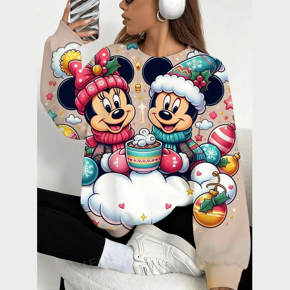 Hoodies femininos série disney moletom feminino moda crewneck hoodie kawaii mickey mouse suores feminino agasalho menina sudadera