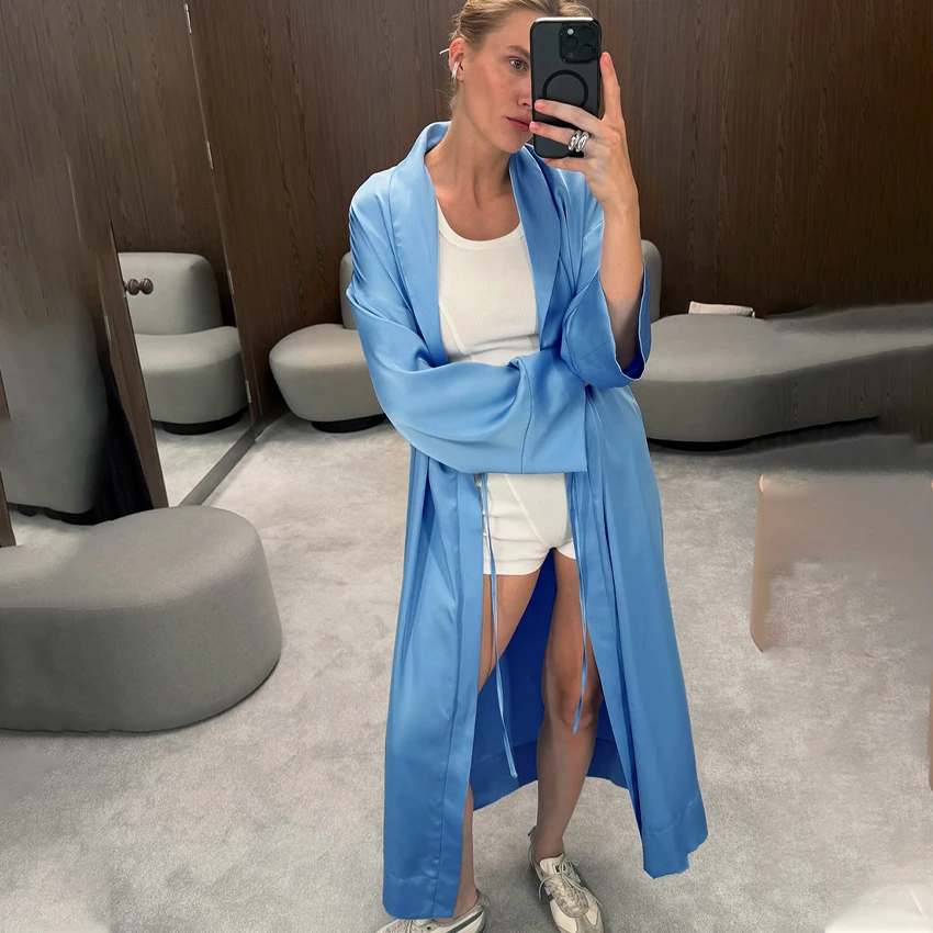 Szlafrok plażowy z rayonu damski kimono satynowy długi szlafrok seksowna bielizna klasyczna muzułmańska sukienka koszula nocna piżama koszule nocne