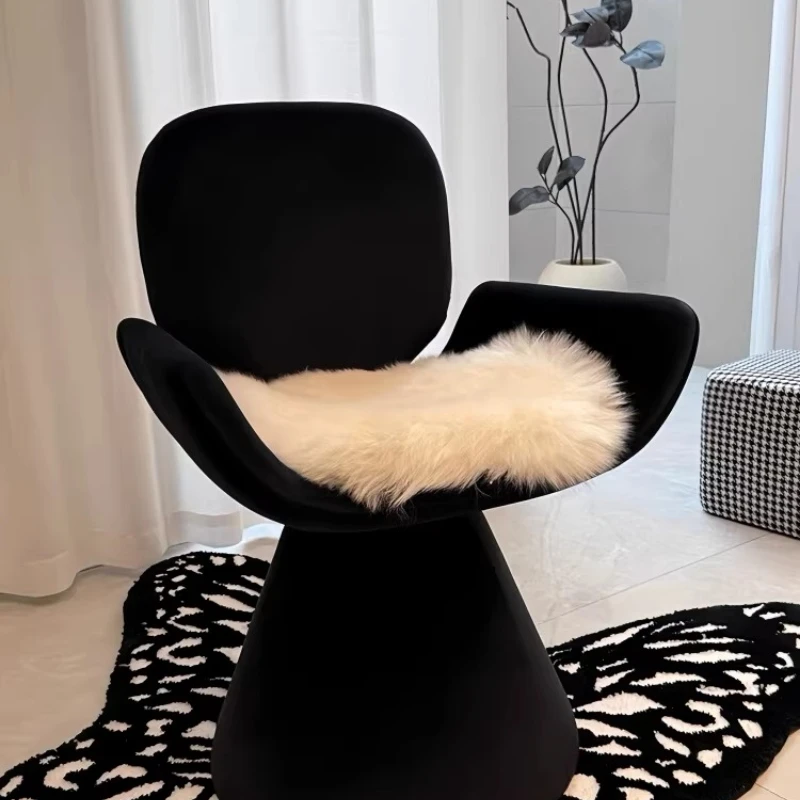 Cream Color Upholstered Swivel Vanity Stool Luxury Designer Makeup Chair for Women Dressing Table