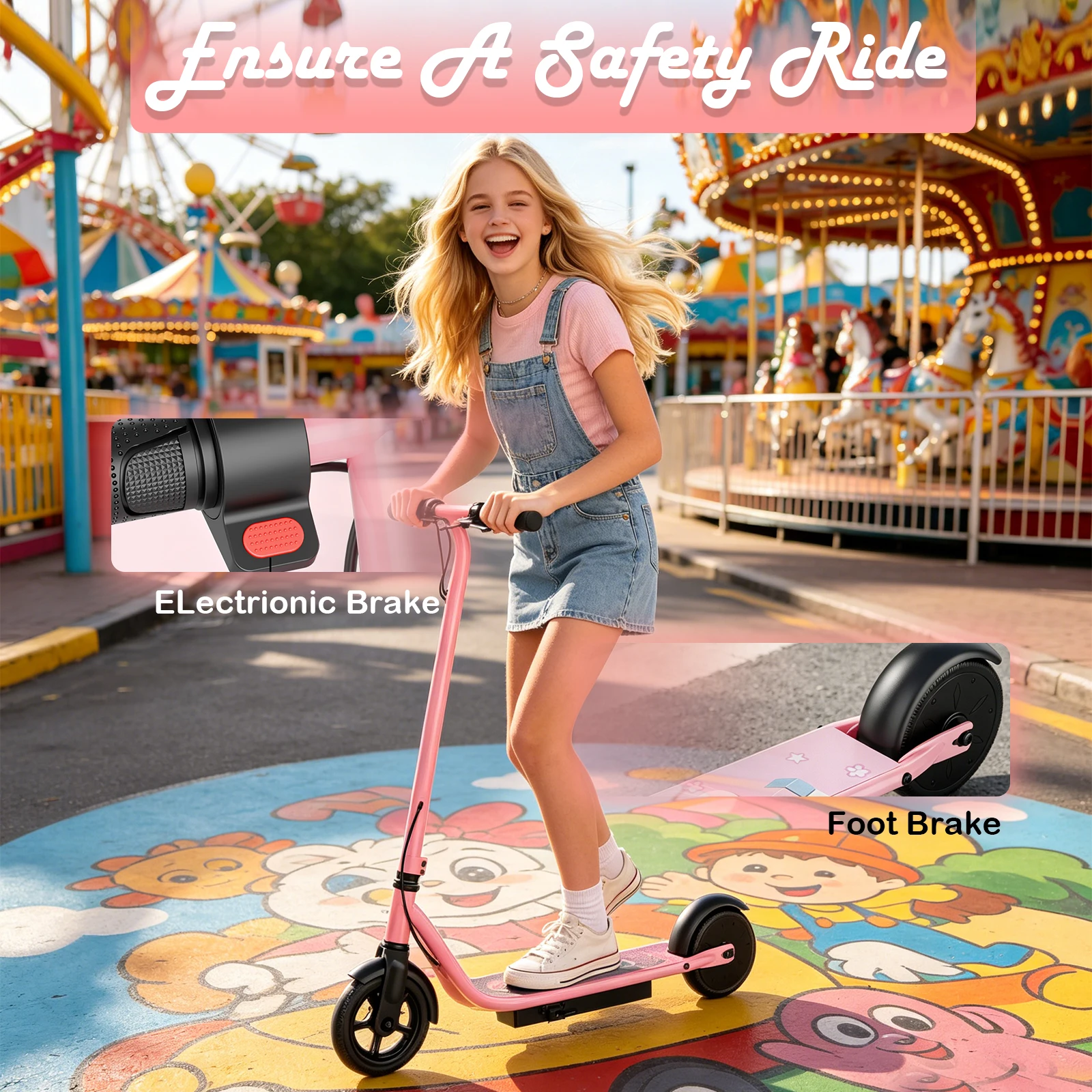 AOVOPRO LB65PRO Elektrische Scooter voor Kinderen 250W 6.5Inch Elektrische Scooter voor Kinderen 15KM/H Supersnelheid 5-16KM Roze Zwart Escooter