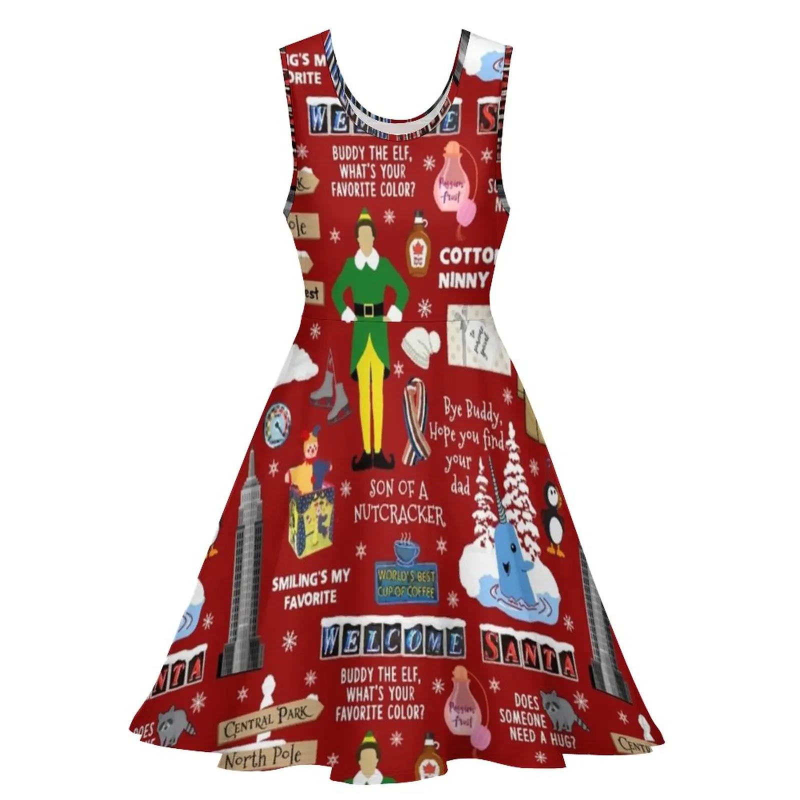 Buddy the Elf collage, Red background Sleeveless Dress evening dresses luxury 2024 prom dresses summer women