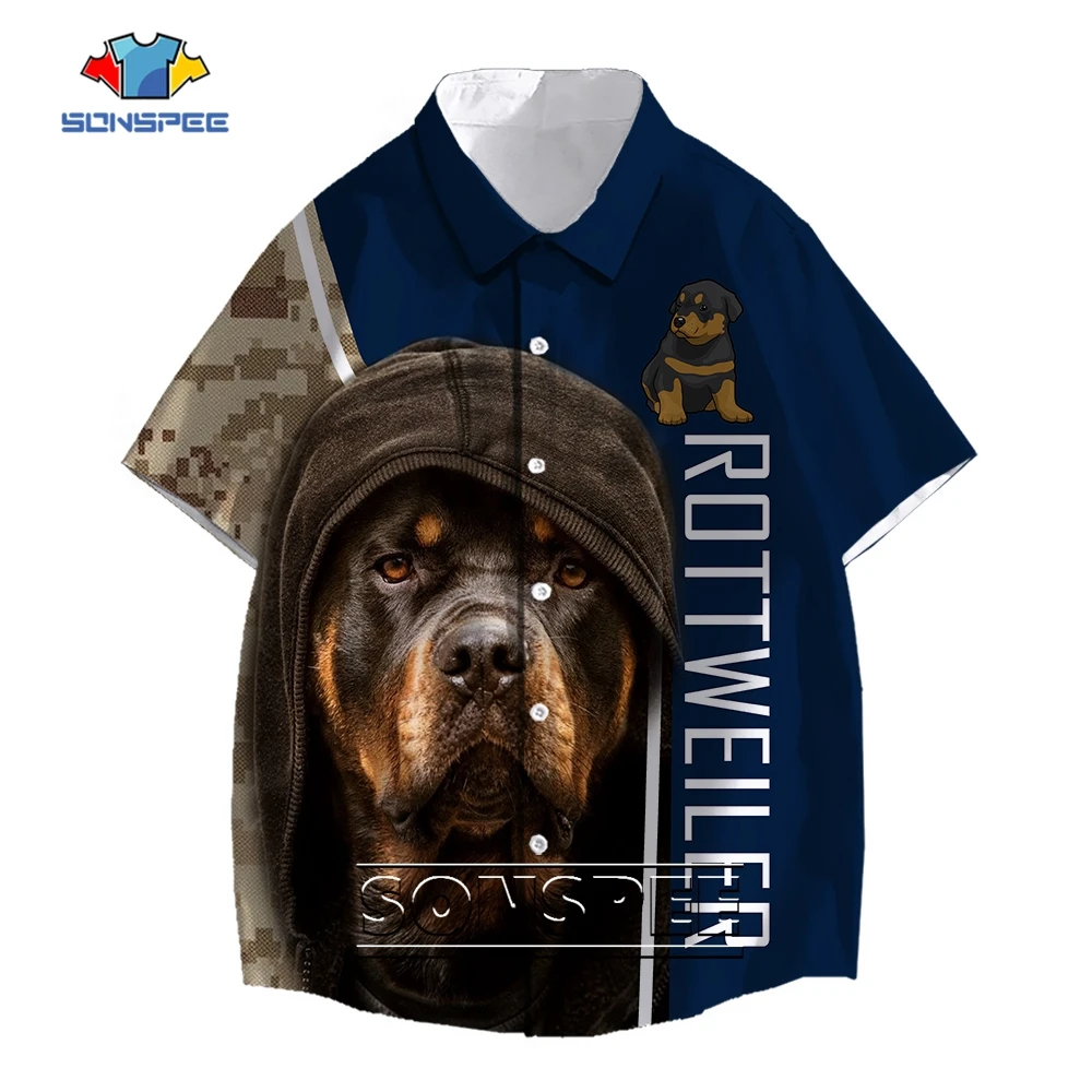 

SONSPEE Animal Dog Rottweiler 3D Print Mens Designer Clothes Shirt Women's Camouflage Cute Watchdog Oversize Short Sleeve Blouse