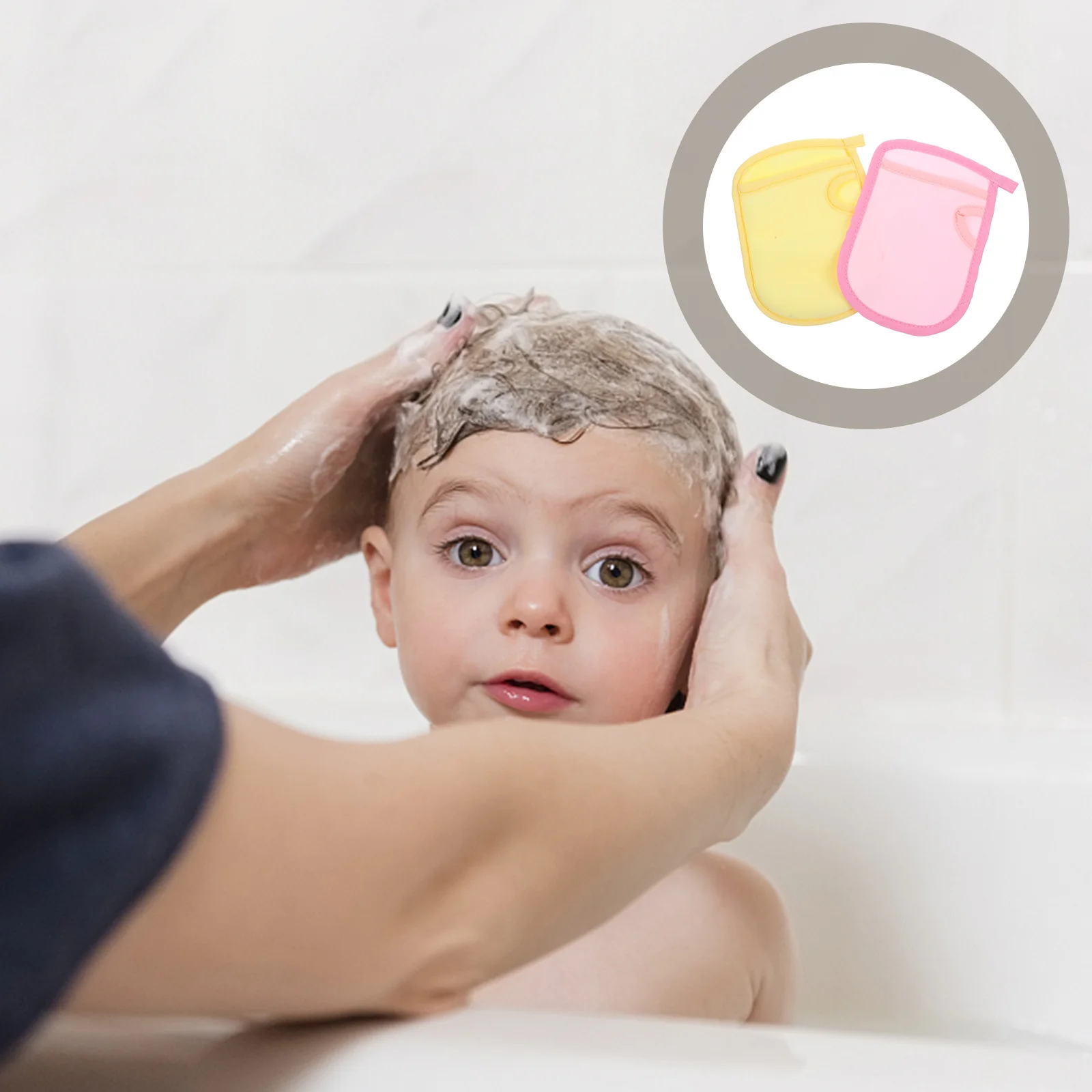 

2pcs Baby Bathing Gloves Pink Yellow Soft Kids Shower Towels Durable Body Scrubbing Towel Infant Bath Tools Cartoon Bath Towels