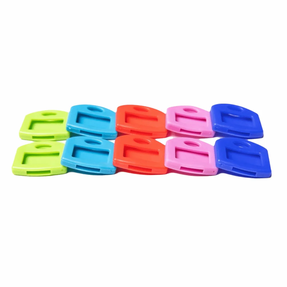 50Pcs Colored Silicone Key Caps Blank Printed Label Elastic Key Identifier Caps with Labels Easy-Grip Design Key Protectors