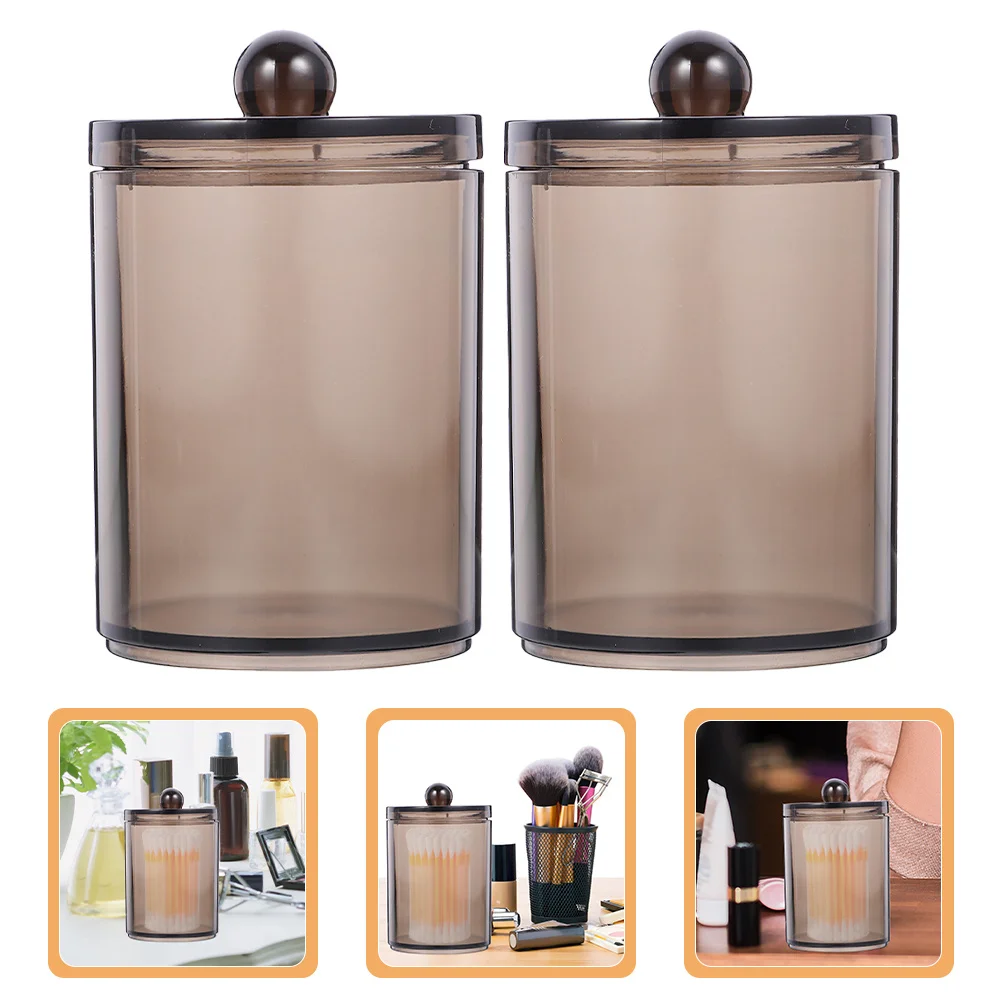 

2Pcs Cotton Swab Container with Lid Compact Storage Box for Cotton Pads Toothpicks Hair Accessories Bathroom Countertop