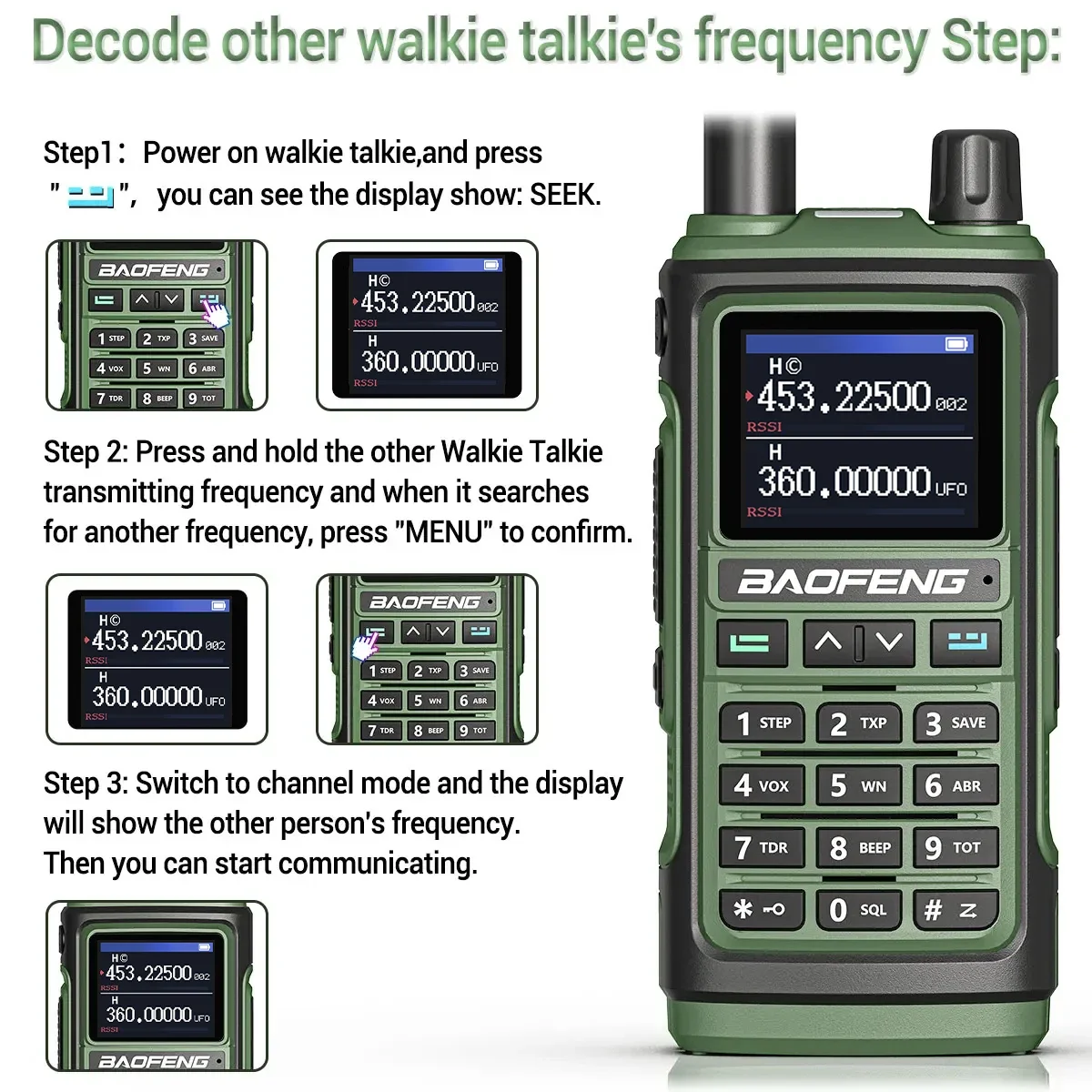 Baofeng UV-17E Airband Walkie-Talkie Drahtlose Kopierfrequenz Langstrecken-Typ-C NOAA AM Tragbares UV-5R Ham-Funkgerät – Detail 13