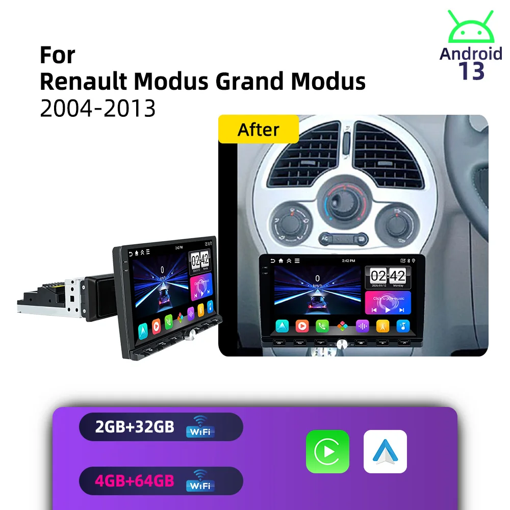 Car Stereo Android for Renault Modus Grand Modus 2004-2013 1 Din 9
